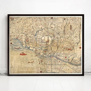 Old Map of Tokyo Japan 1820 Vintage Map | Vintage Map Wall Art Print | Large Map Print | Home Decor Wall Art