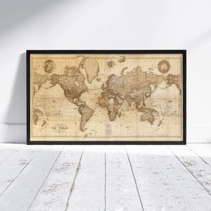 Beautiful World Map Vintage Atlas 1898 Mercator projection SEPIA | World Map Gift World Map Print | Vintage World Map | World Map Wall Art