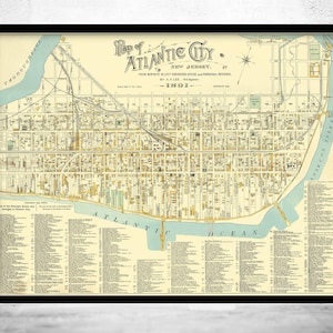 Old Map old Atlantic City New Jersey 1891 Vintage Map | Vintage Map Wall Art Print | Large Map Print | Home Decor Wall Art
