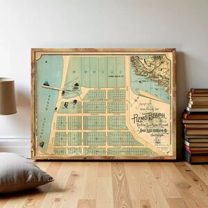 The image is a framed vintage map of the San Francisco Bay area, depicting the San Francisco Bay and surrounding areas.