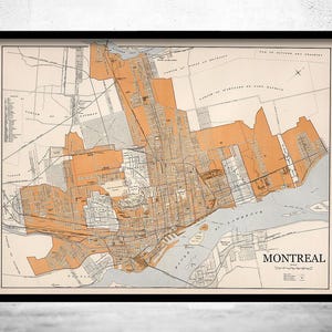 Old Map of Montreal Canada 1915 Vintage Map | Vintage Map Wall Art Print | Large Map Print | Home Decor Wall Art