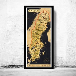 Old Map of  Sweden pionner centennial vintage poster  | Vintage Map Wall Art Print | Large Poster Print | Home Decor Wall Art