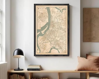 Taipei Taiwan Vintage Map 1932 | Antique City Wall Art Taiwanese Decor Print