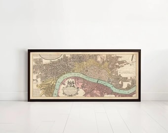 Old Map of London 1736 England United Kingdom Vintage London Map | Wall Map Print