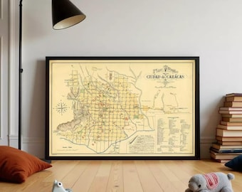 Vintage Caracas Venezuela Map 1889 | Antique City Wall Print