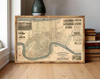 Vintage Map of New Orleans 1884 Old Map New Orleans | Wall Map Print