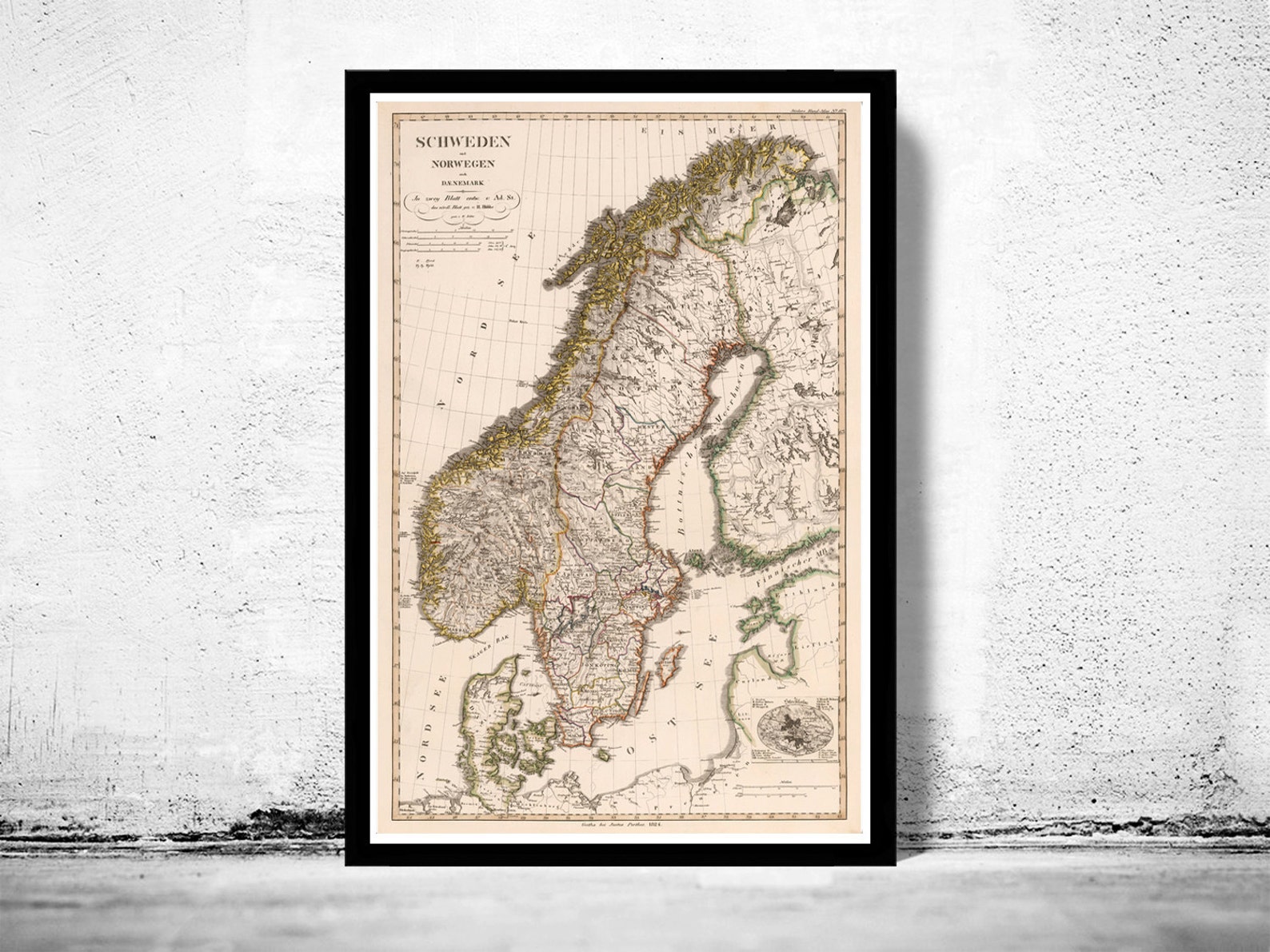 Old Map of Sweden 1824 Vintage Map Vintage Poster Wall Art - Etsy