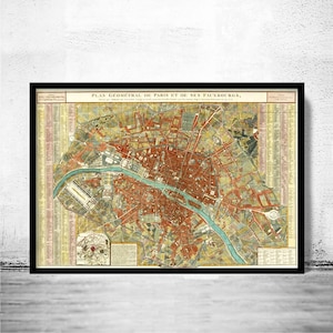 Old Map of Paris 1797 Vintage Map of Paris | Paris Wall Map | Vintage Map Wall Art Print | Large Map Print | Home Decor Wall Art