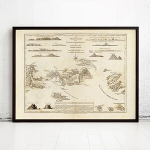 Old Map of Virgin Islands 1775 Vintage Map | Vintage Map Wall Art Print | Large Map Print | Home Decor Wall Art