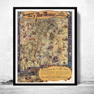 Vintage Poster of  New Mexico Tourism poster travel  | Vintage Map Wall Art Print | Large Poster Print | Home Decor Wall Art