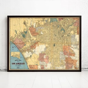 Vintage Map of Los Angeles Old Map | Vintage Map Wall Art Print | Large Map Print | Home Decor Wall Art