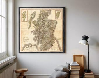 Old Map of Scotland 1801 Vintage Look | Wall Decor Scottish Art