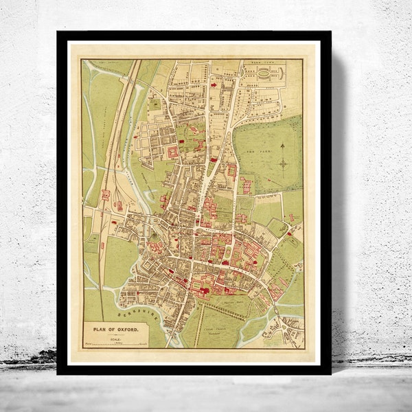 Old Map of Oxford 1910 England Vintage Map | Vintage Poster Wall Art Print | Wall Map Print | Old Map Print