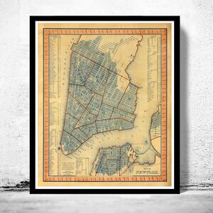 Old Map of New York 1846 Manhattan NY Map Print | Vintage Map Wall Art Print | Large Map Print | Home Decor Wall Art