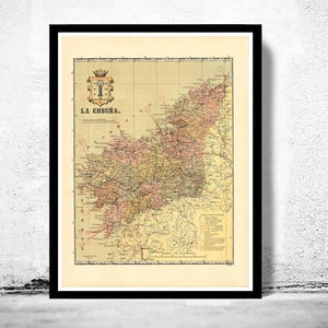 Old Map of Coruña Galicia Corunya 1900 Spain Vintage Map | Vintage Map Wall Art Print | Large Map Print | Home Decor Wall Art