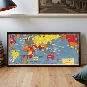 Old World War 2 History Chart 1944 Dated Events Allies  | Vintage World Map