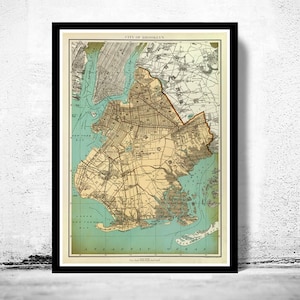 Old Map of Brooklyn New York 1895 Vintage Map | Vintage Map Wall Art Print | Large Map Print | Home Decor Wall Art