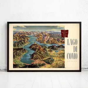 Vintage Poster of Lago Di Como Lake Como Italy Italia  | Vintage Map Wall Art Print | Large Poster Print | Home Decor Wall Art