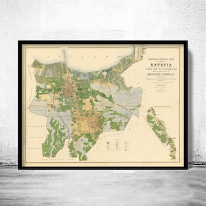 Old Map of Jakarta Batavia Indonesia 1876 | Vintage Map Wall Art Print | Large Map Print | Home Decor Wall Art