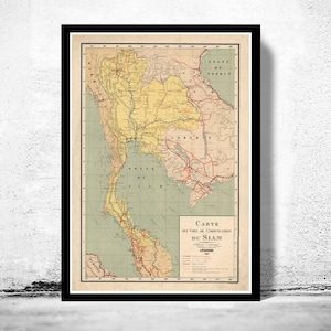 Old Map of Thailand 1932 Old Siam Vintage Map | Vintage Map Wall Art Print | Large Map Print | Home Decor Wall Art