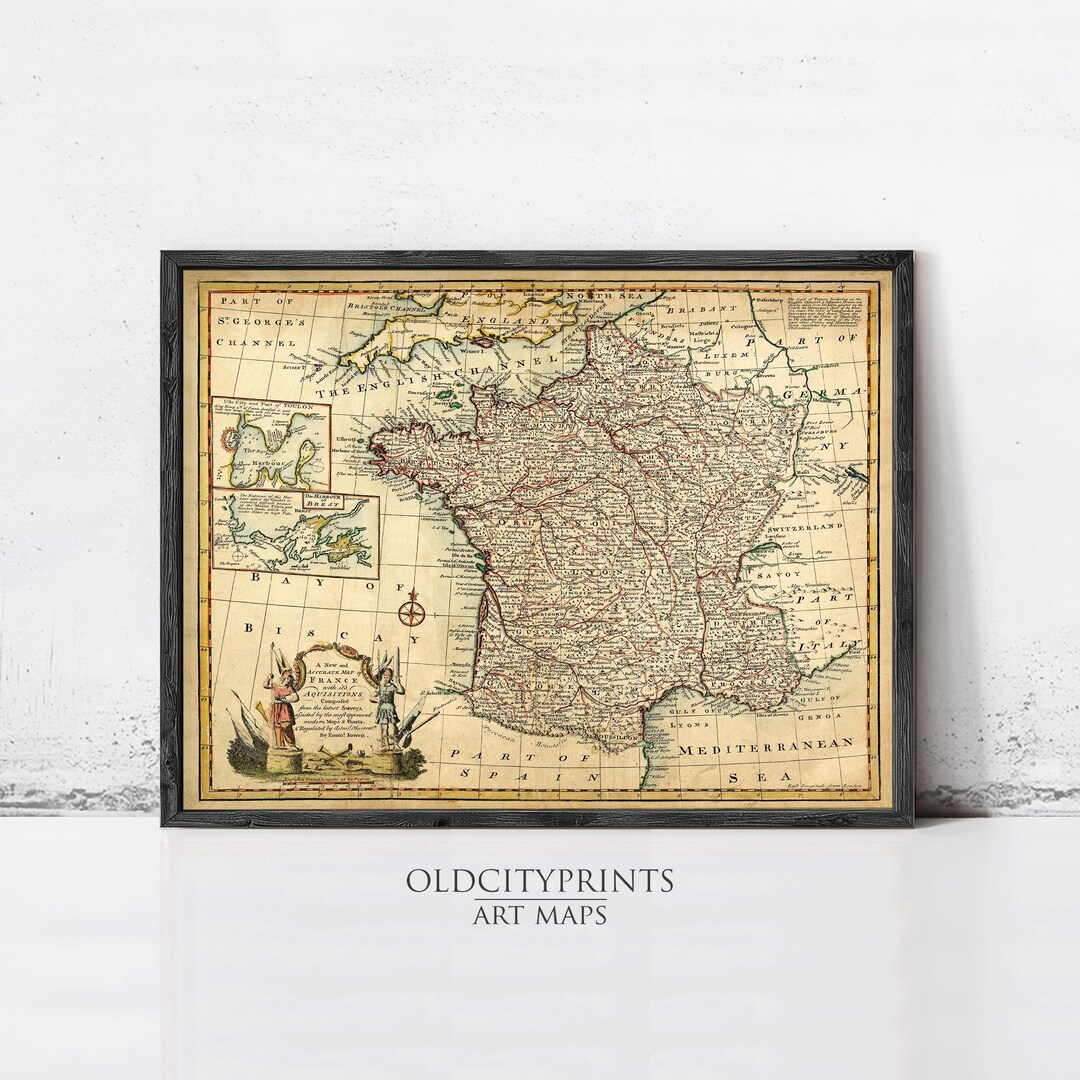 Old Map of France 1747 Vintage Map | Wall Map Print - Etsy