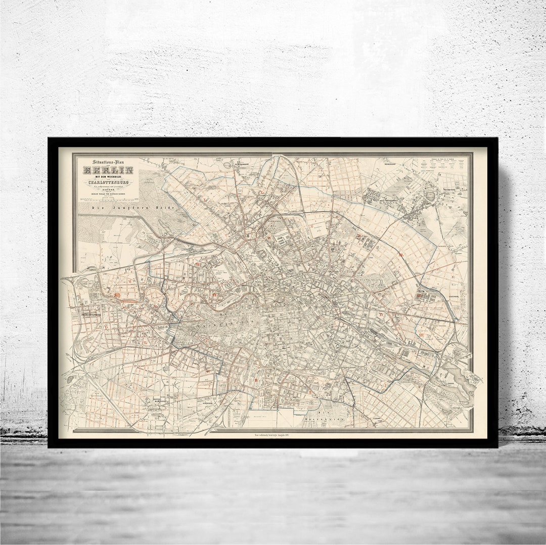 Old Map of Berlin Germany 1894 Vintage Map Vintage Poster Wall Art ...