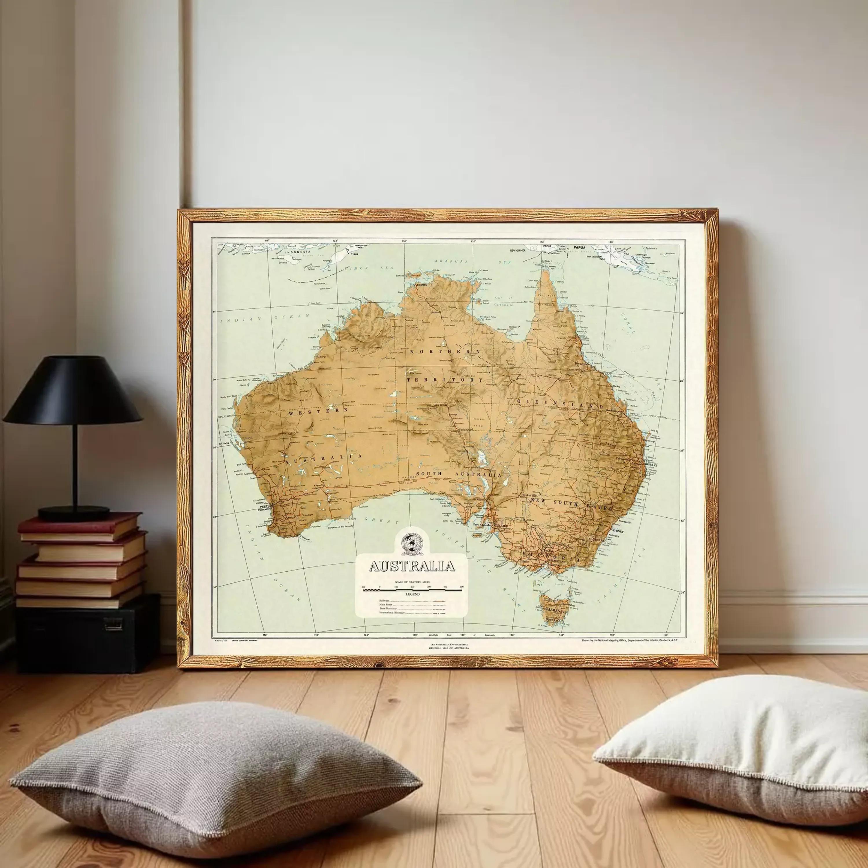 Vintage Map Australia Print 11x14 - Etsy