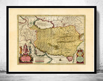 Ancienne carte de la Perse, Iran 1665 | Affiche d'art mural vintage | Impression de carte murale | Ancienne impression de carte