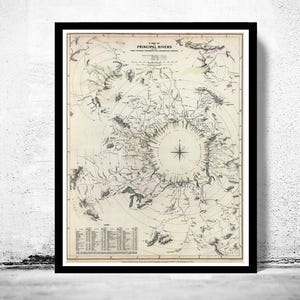 Ols Comparative length of Rivers of the World 1834 | World Map Gift World Map Print | Vintage World Map | World Map Wall Art
