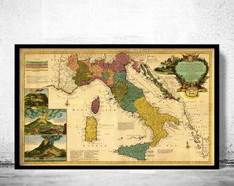 Old Map of Italy 1730  | Vintage Poster Wall Art Print | Wall Map Print |  Old Map Print