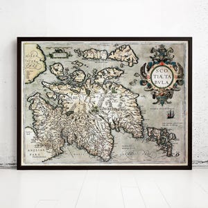 Old Map of Scotland 1602 Sea Monsters Vintage Map of Scotland | Vintage Map Wall Art Print | Large Map Print | Home Decor Wall Art