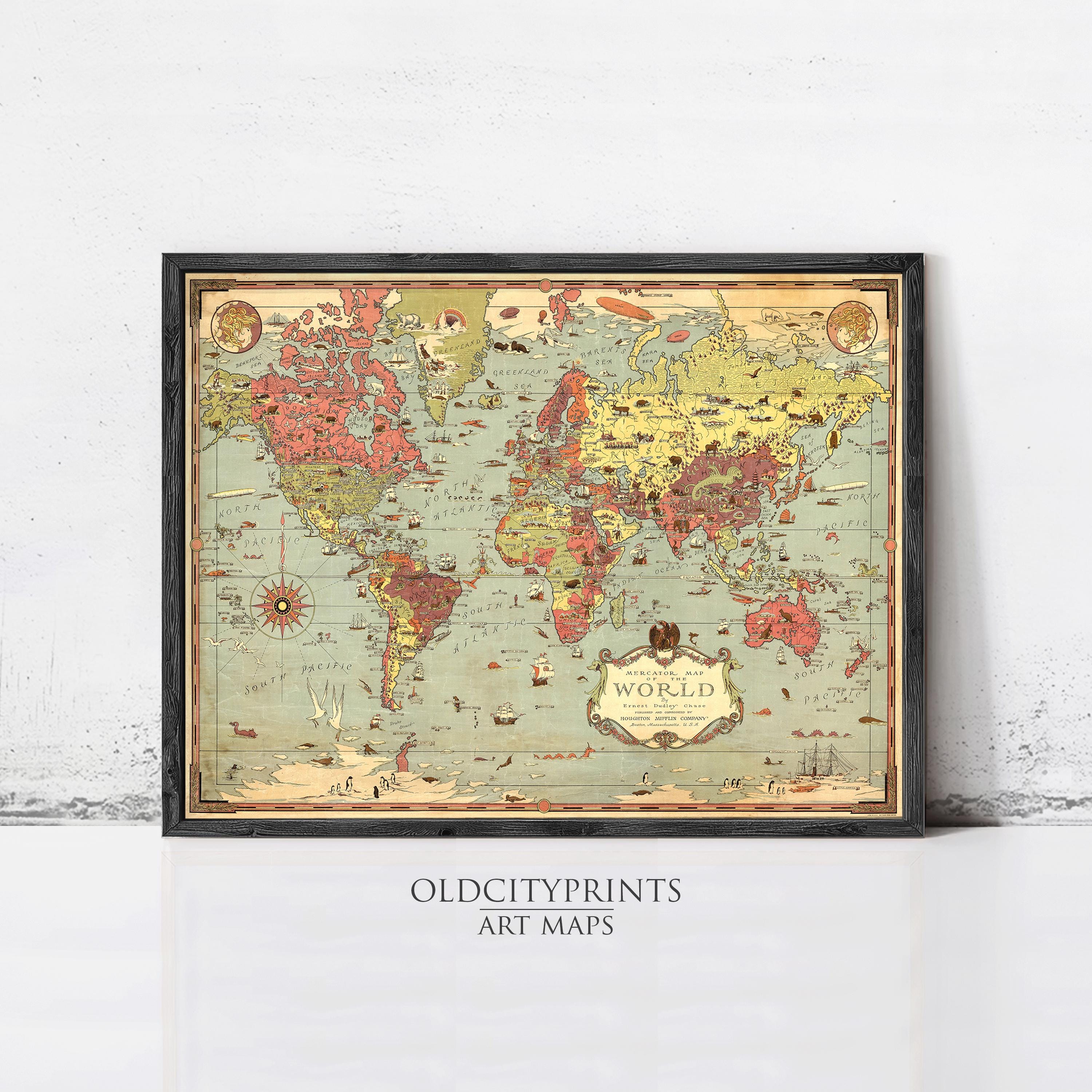 World map 1930 - Etsy 日本