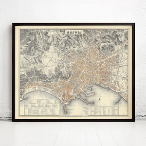 Old Map of Napoli Italy 1880 Naples Vintage Map | Vintage Map Wall Art Print | Large Map Print | Home Decor Wall Art