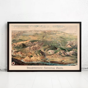 Yellowstone National Park Poster Milwaukee 1904 Vintage Poster| Vintage Map Wall Art Print | Large Map Print | Home Decor Wall Art
