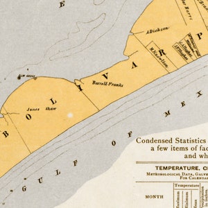 Old Map of Galveston Texas 1904 Vintage Poster Wall Art Print Map Gift Anniversary Gift ...
