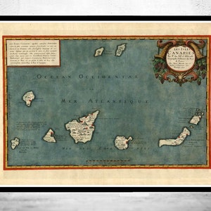 Old Map Canary Islands 1653 Canarias  | Vintage Poster Wall Art Print | Wall Map Print |  Old Map Print