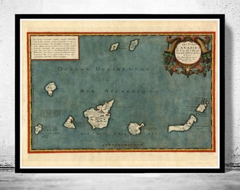 Old Map Canary Islands 1653 Canarias  | Vintage Poster Wall Art Print | Wall Map Print |  Old Map Print