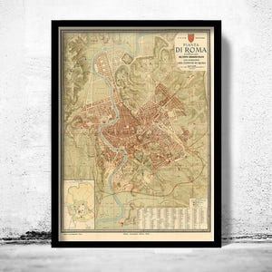 Old Map of Rome Italy 1891  | Vintage Map Wall Art Print | Large Map Print | Home Decor Wall Art