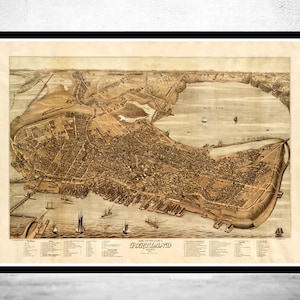 Old Map of Portland Maine 1876 Vintage Map  | Vintage Map Wall Art Print | Large Map Print | Home Decor Wall Art