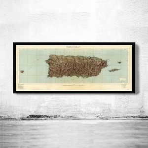 Old Map of Puerto Rico and adjacent islands 1952 Vintage Map | Vintage Map Wall Art Print | Large Map Print | Home Decor Wall Art