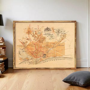 Old Map of Barcelona Catalunya 1911 Vintage Map | Wall Map Print