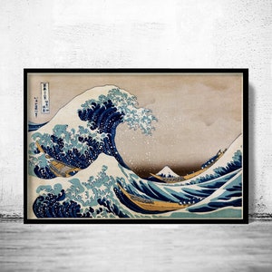 La grande onda di Kanagawa II di Katsushika Hokusai come poster per porte o  adesivo per porte