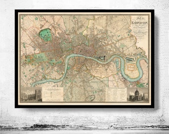 Viktorianische Karte von Old London 1830, England | Vintage Poster Wand kunstdruck | Wandkarte drucken | Alter Kartendruck