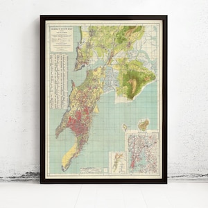 Old Map of Bombay Mumbai India Vintage Map | Vintage Map Wall Art Print | Large Map Print | Home Decor Wall Art