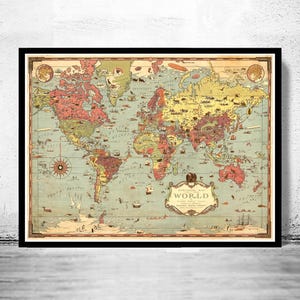 Beautiful Vintage World Map 1931 Vintage Map  | World Map Gift World Map Print | Vintage World Map | World Map Wall Art | Large Map Print