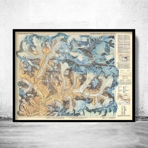 Old Map of Mount Everest Vintage Map | Vintage Map Wall Art Print | Large Map Print | Home Decor Wall Art