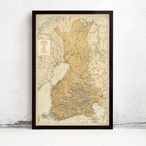 Old Map of Finland 1930 Vintage Map of Finland | Vintage Map Wall Art Print | Large Map Print | Home Decor Wall Art