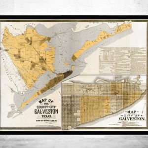 Old Map of Galveston Texas 1904  | Vintage Map Wall Art Print | Large Map Print | Home Decor Wall Art