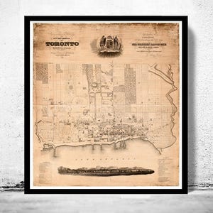 Old Map of Toronto Ontario Canada 1842 Vintage map Toronto  | Vintage Map Wall Art Print | Large Map Print | Home Decor Wall Art