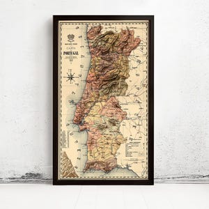 Vintage Map of Portugal 1917, Mapa de Portugal, Old Map of Portugal | Vintage Map Wall Art Print | Large Map Print | Home Decor Wall Art